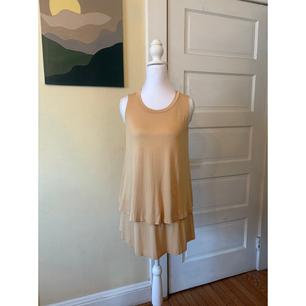 Tank Top women's wide strap tiered gold yellow baby doll modest spring layering